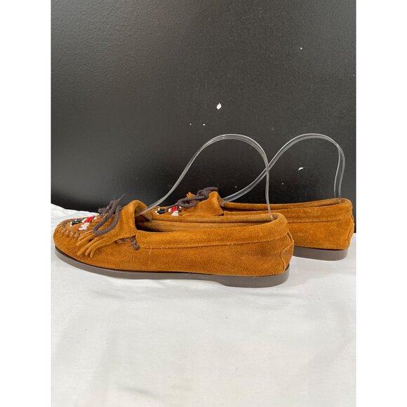 Minnetonka Moccasin Women's Brown Leather Loafers Size 7 SKU 6152 - Picture 4 of 7